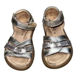 Old Soles Silver Leather Slingback Sandals Toddler Girls Size 23 US 7M